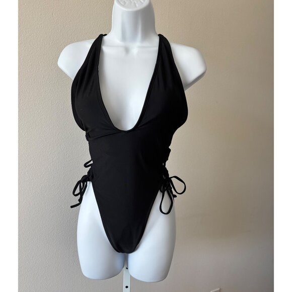 Zaful Other - Zaful Swimsuit 6 High-Cut 1-Piece Halter Tie-Side Monokini Y2K Festival Swimwear